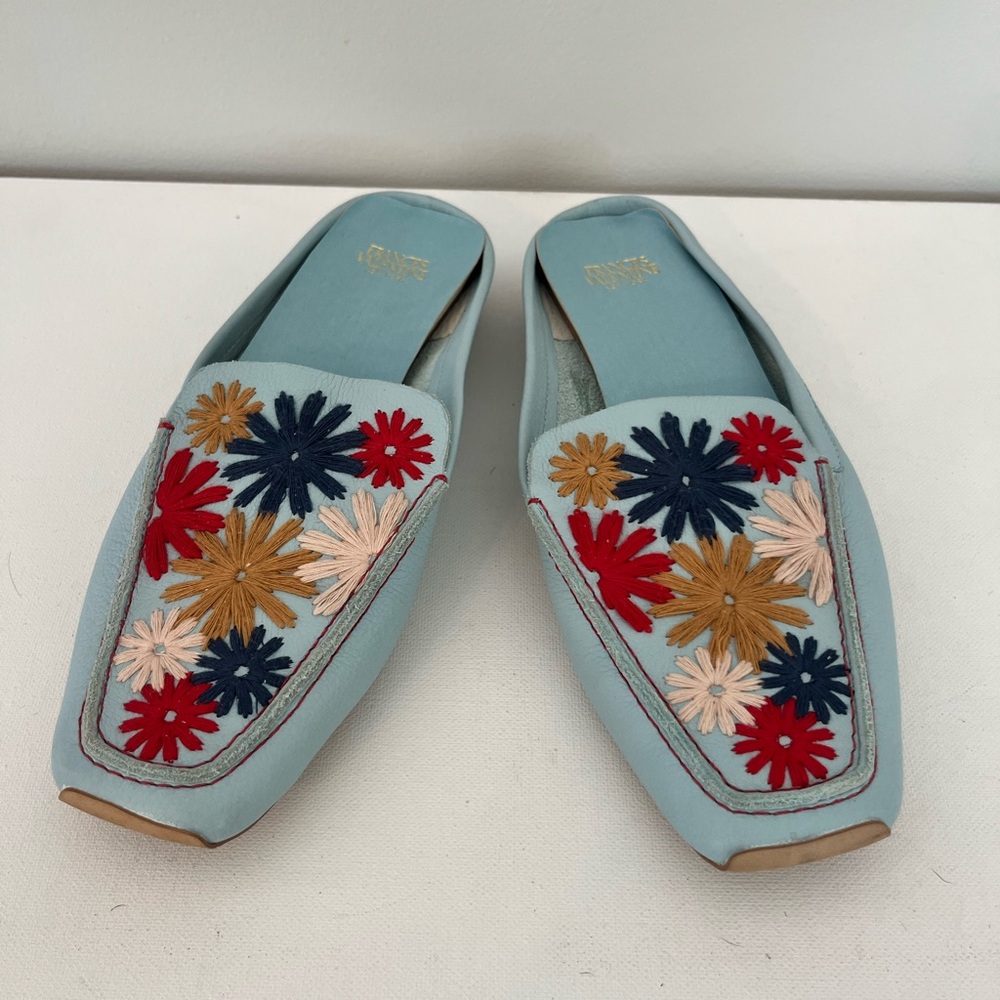 Frances Valentine Embroidered Floral Women's Mules